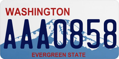 WA license plate AAA0858