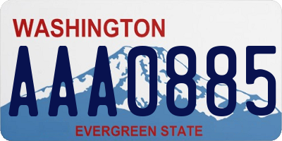 WA license plate AAA0885