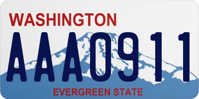 WA license plate AAA0911