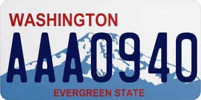 WA license plate AAA0940