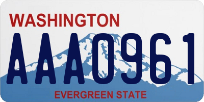 WA license plate AAA0961