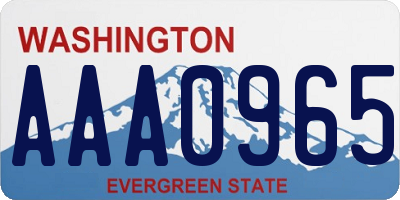 WA license plate AAA0965