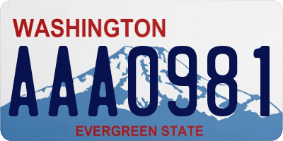 WA license plate AAA0981