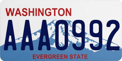 WA license plate AAA0992
