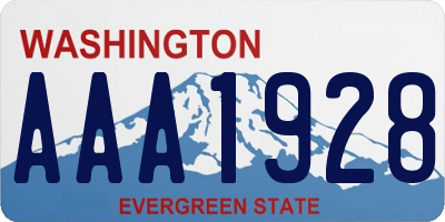 WA license plate AAA1928