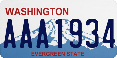 WA license plate AAA1934