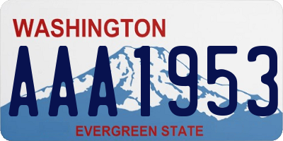 WA license plate AAA1953