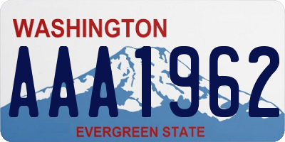 WA license plate AAA1962