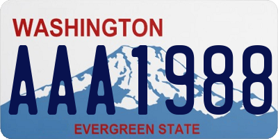WA license plate AAA1988