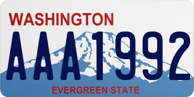 WA license plate AAA1992