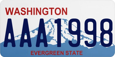 WA license plate AAA1998