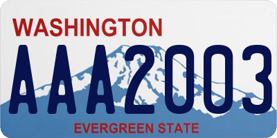 WA license plate AAA2003