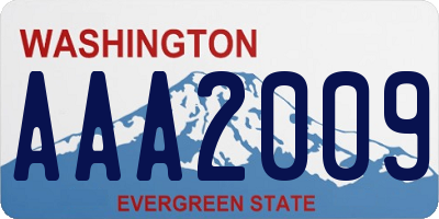 WA license plate AAA2009