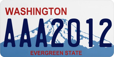 WA license plate AAA2012
