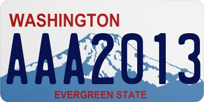 WA license plate AAA2013