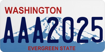 WA license plate AAA2025