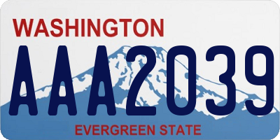 WA license plate AAA2039
