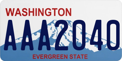WA license plate AAA2040
