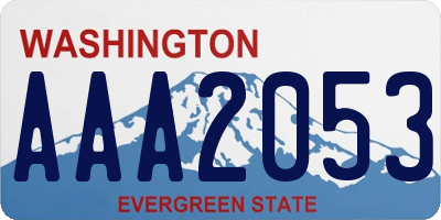 WA license plate AAA2053