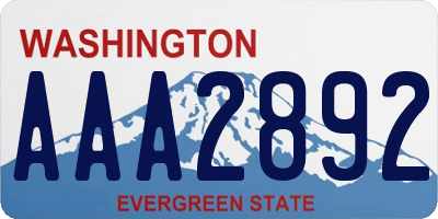 WA license plate AAA2892