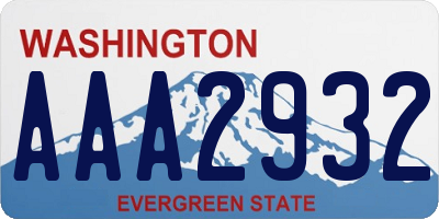 WA license plate AAA2932