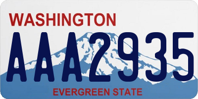 WA license plate AAA2935