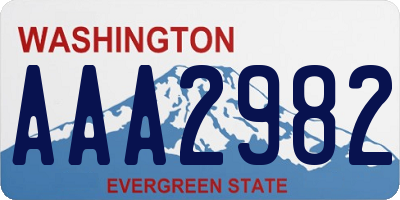 WA license plate AAA2982
