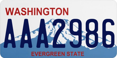 WA license plate AAA2986