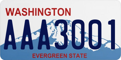 WA license plate AAA3001