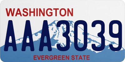 WA license plate AAA3039