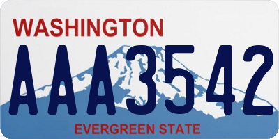 WA license plate AAA3542