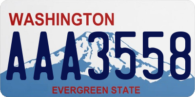 WA license plate AAA3558