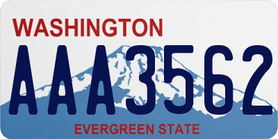 WA license plate AAA3562