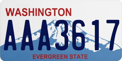 WA license plate AAA3617