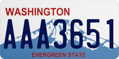 WA license plate AAA3651