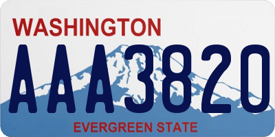 WA license plate AAA3820