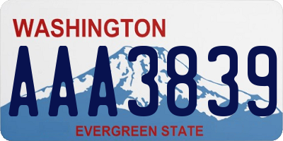 WA license plate AAA3839