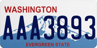 WA license plate AAA3893