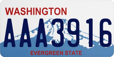 WA license plate AAA3916