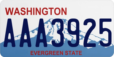 WA license plate AAA3925