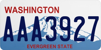 WA license plate AAA3927