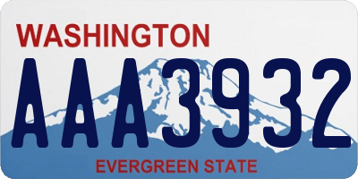 WA license plate AAA3932