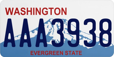 WA license plate AAA3938