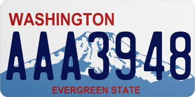 WA license plate AAA3948