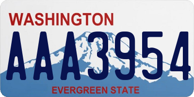 WA license plate AAA3954