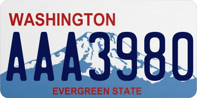 WA license plate AAA3980