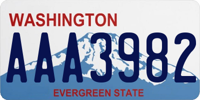 WA license plate AAA3982