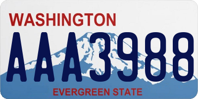 WA license plate AAA3988