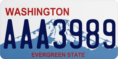 WA license plate AAA3989