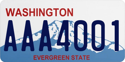 WA license plate AAA4001